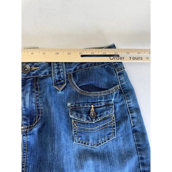 Vintage Faded Glory Denim Mini Skirt 6 Medium Wash Pocket Utility Y2K 90s - Picture 5 of 9